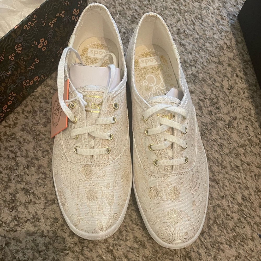 Keds X Rifle Paper Co. Champion Colette Jacquard Lace Up ivory size 8
